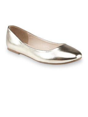 Basic Editions Women's Haidee Ballet Flat, Gold, Size 7
